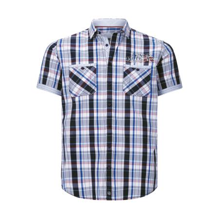 Jan Vanderstorm Overhemd Korte mouw donkerblauw