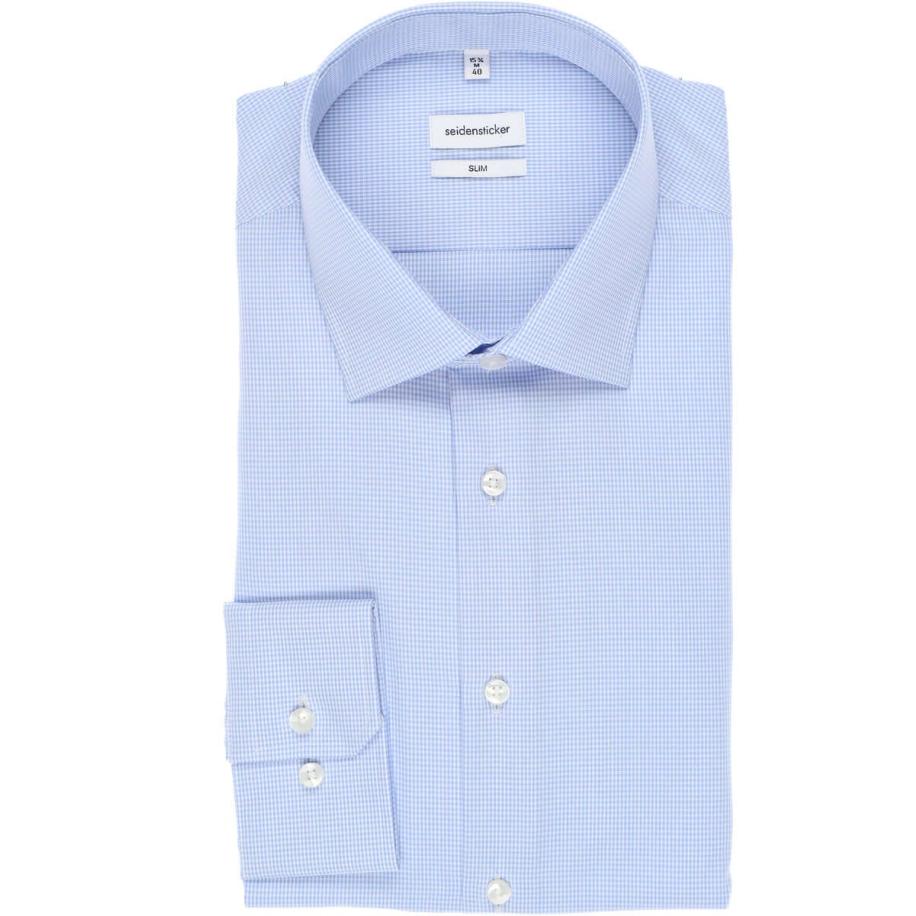 Seidensticker Overhemd lichtblauw, Ruit Blauw