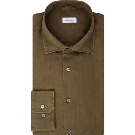 Seidensticker Linnen Overhemd groen, Effen