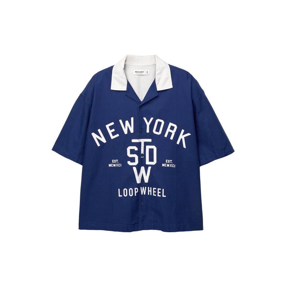 Pull&Bear Pull&Bear Overhemd nachtblauw / offwhite -