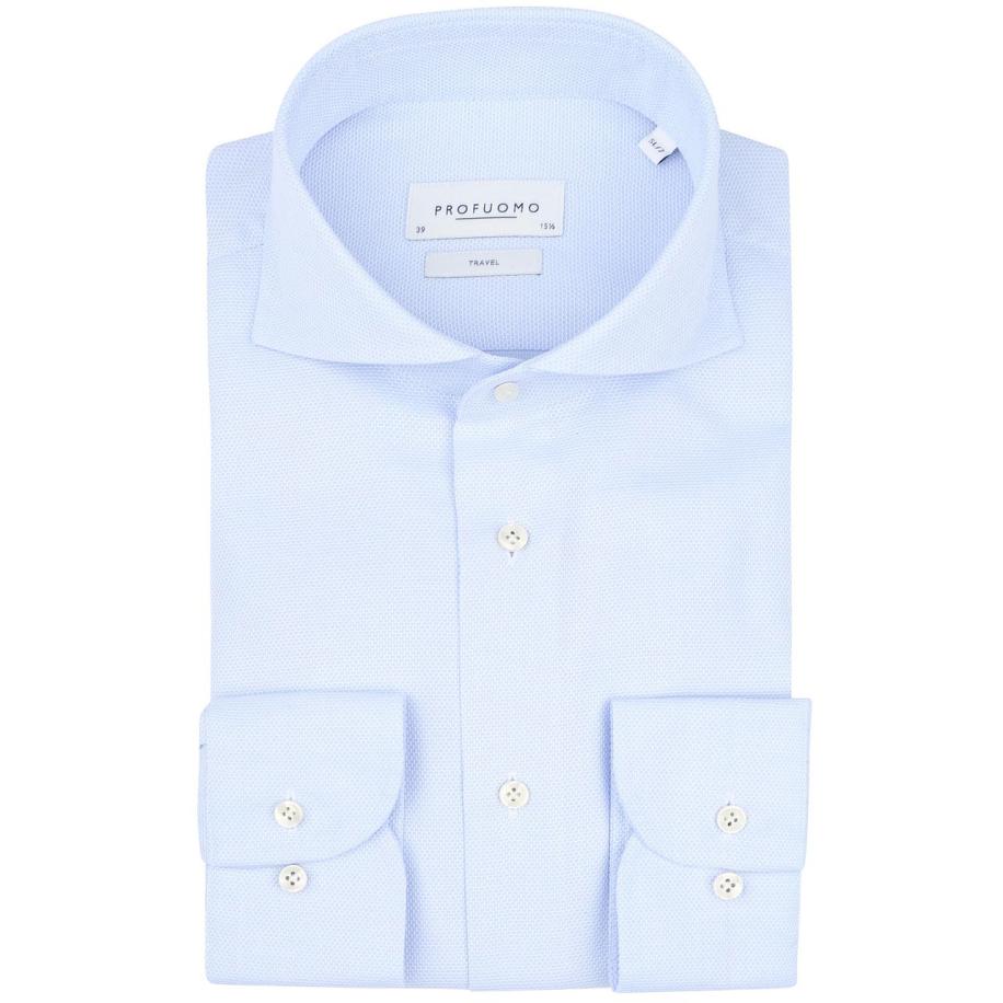 Profuomo Shirt Extra Lange Mouwen Travel Lichtblauw Blauw