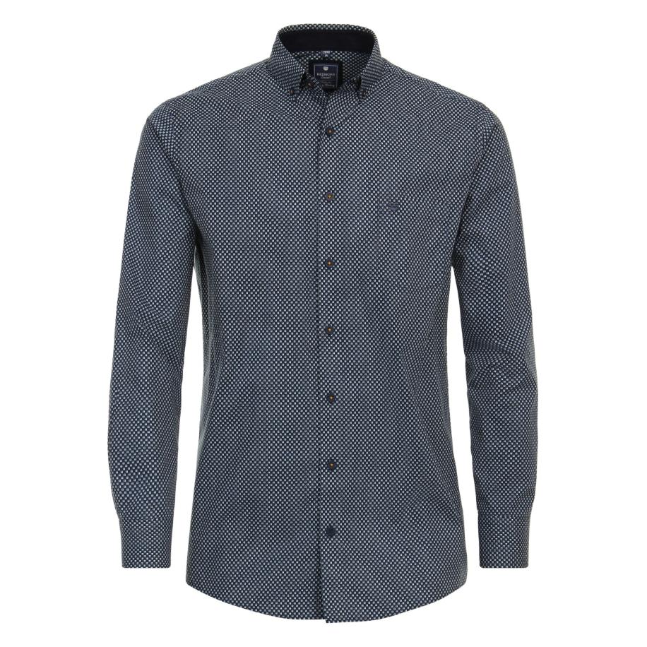Redmond Casual Overhemd blauw, Bedrukt Blauw