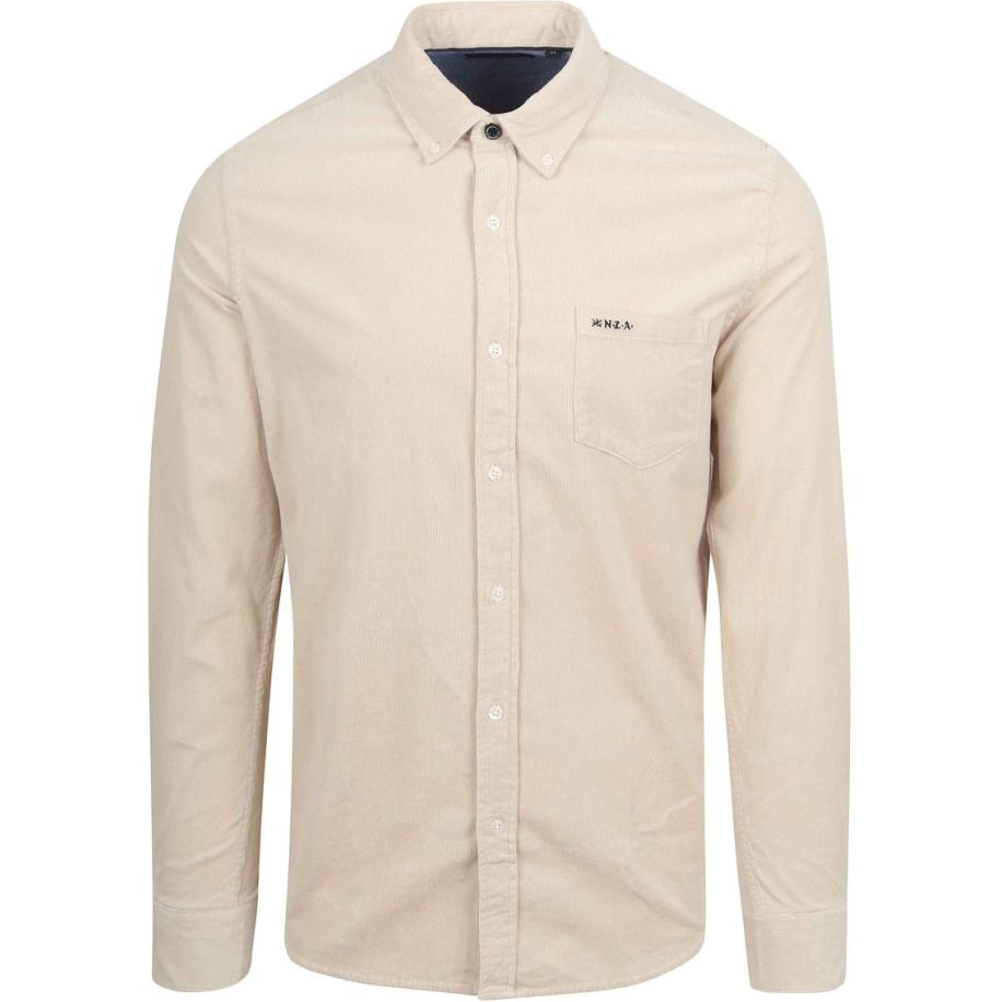 NZA Overhemd Omar Fine Corduroy Ecru Wit