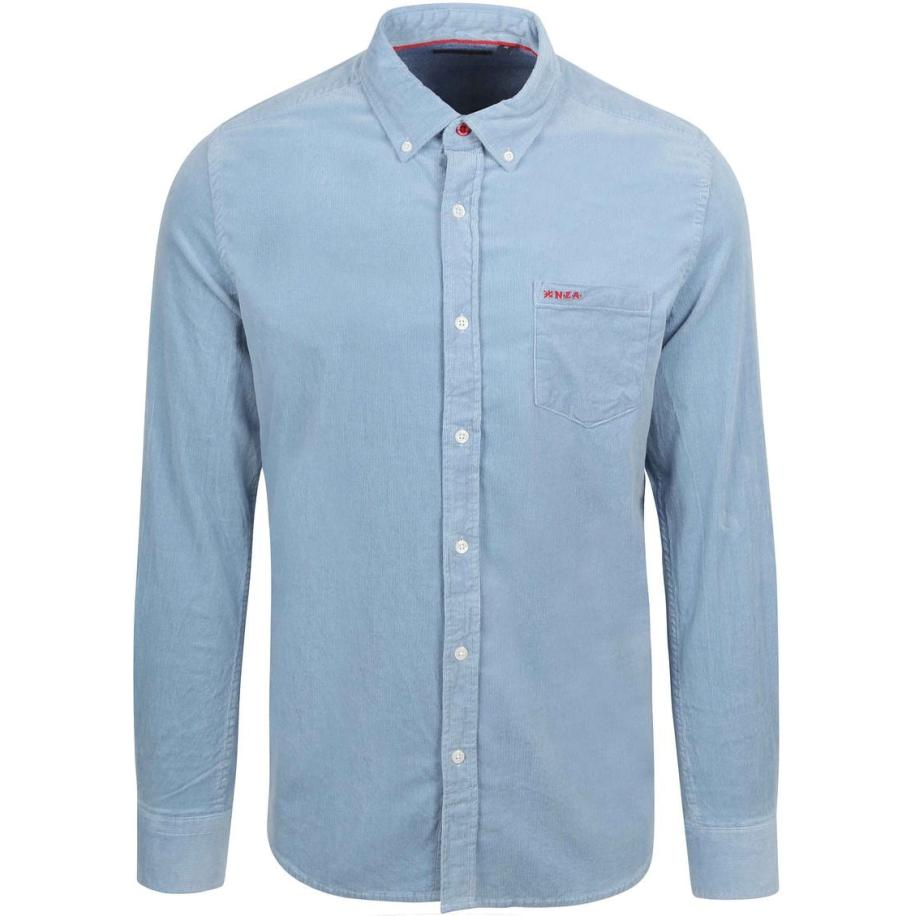 NZA Overhemd Omar Fine Corduroy Lichtblauw Blauw
