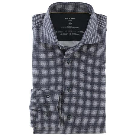 OLYMP Luxor 24/Seven Jersey shirt blauw/bruin, Motief