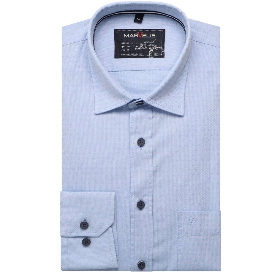 Marvelis Casual Overhemd blauw, Effen Blauw