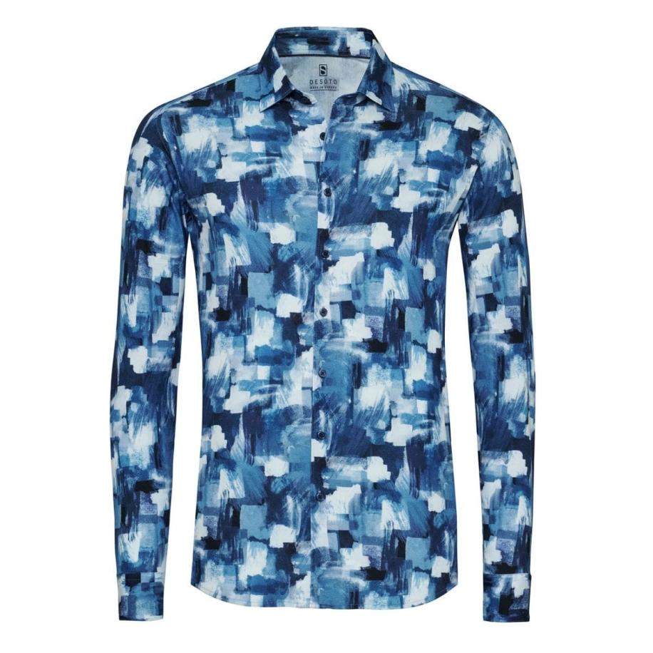 Desoto Jersey shirt blauw, Motief Blauw