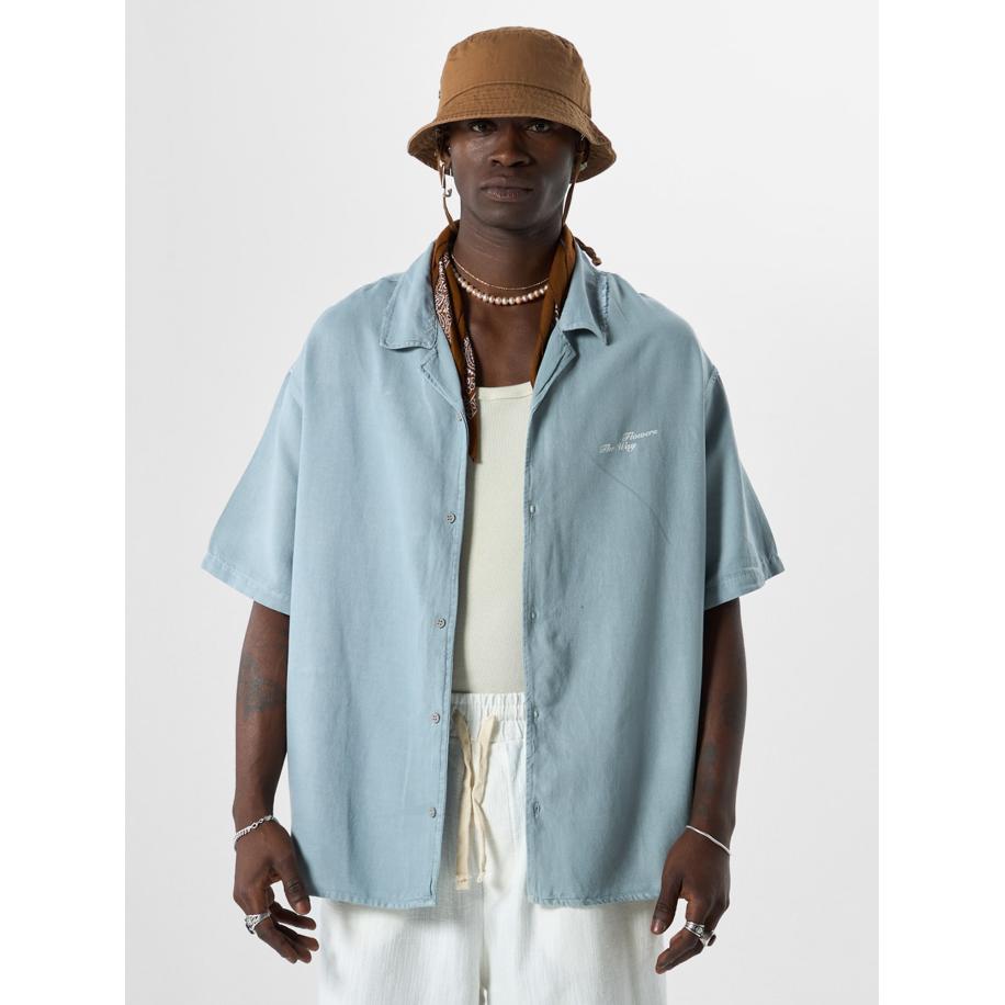 VAMOS CLO VAMOS CLO Overhemd duifblauw / geel / wit -