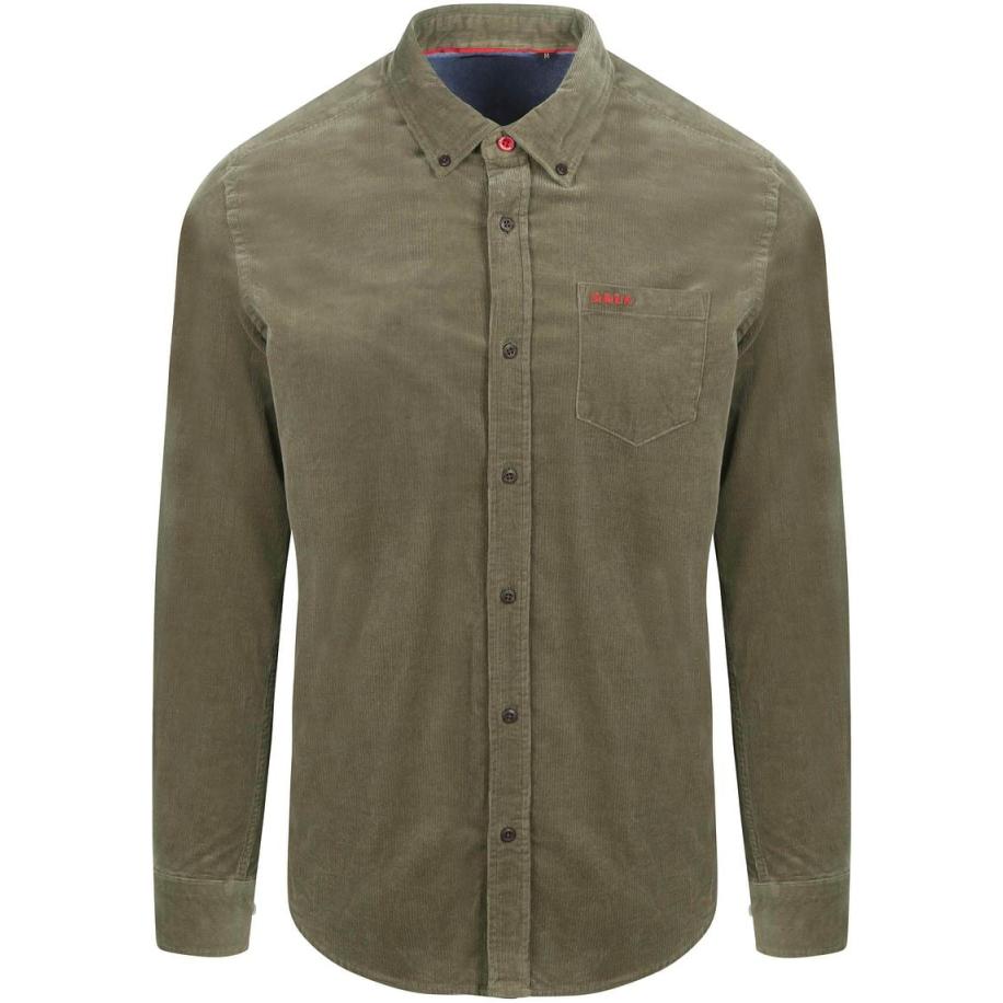 NZA Overhemd Omar Fine Corduroy Olijfgroen Groen