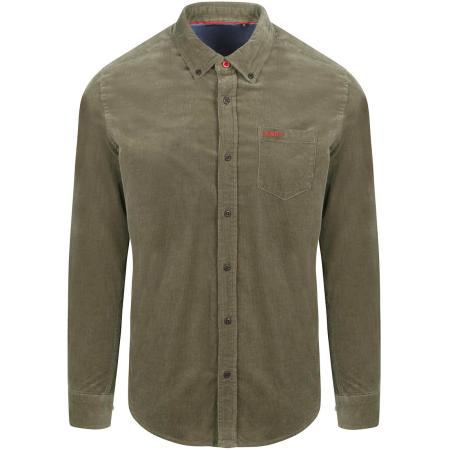 NZA Overhemd Omar Fine Corduroy Olijfgroen