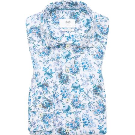 ETERNA 1863 Linnen Overhemd lichtblauw, Bedrukt