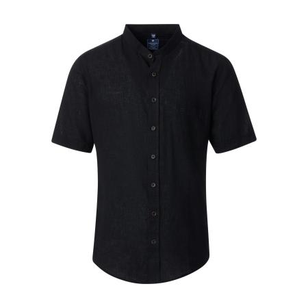 Redmond Casual Linnen Overhemd zwart, Effen
