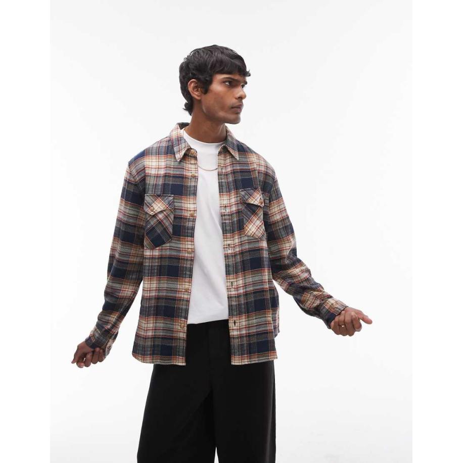 Levi's - Ruimvallend western geruit overhemd van katoenen keperstof in marineblauw Blauw