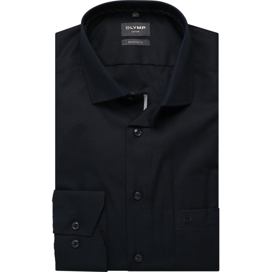 OLYMP Luxor Overhemd kobalt, Effen Blauw