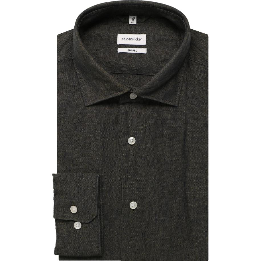 Seidensticker Linnen Overhemd groen, Effen Groen