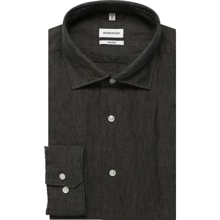 Seidensticker Linnen Overhemd groen, Effen