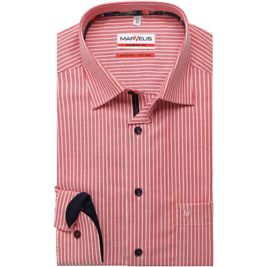 Marvelis Overhemd rood, Gestreept Rood