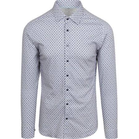 Desoto Overhemd Print Bloem Blauw Beige