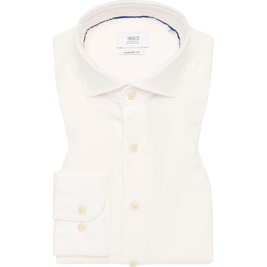 ETERNA 1863 Linnen Overhemd wit, Gestructureerd Wit