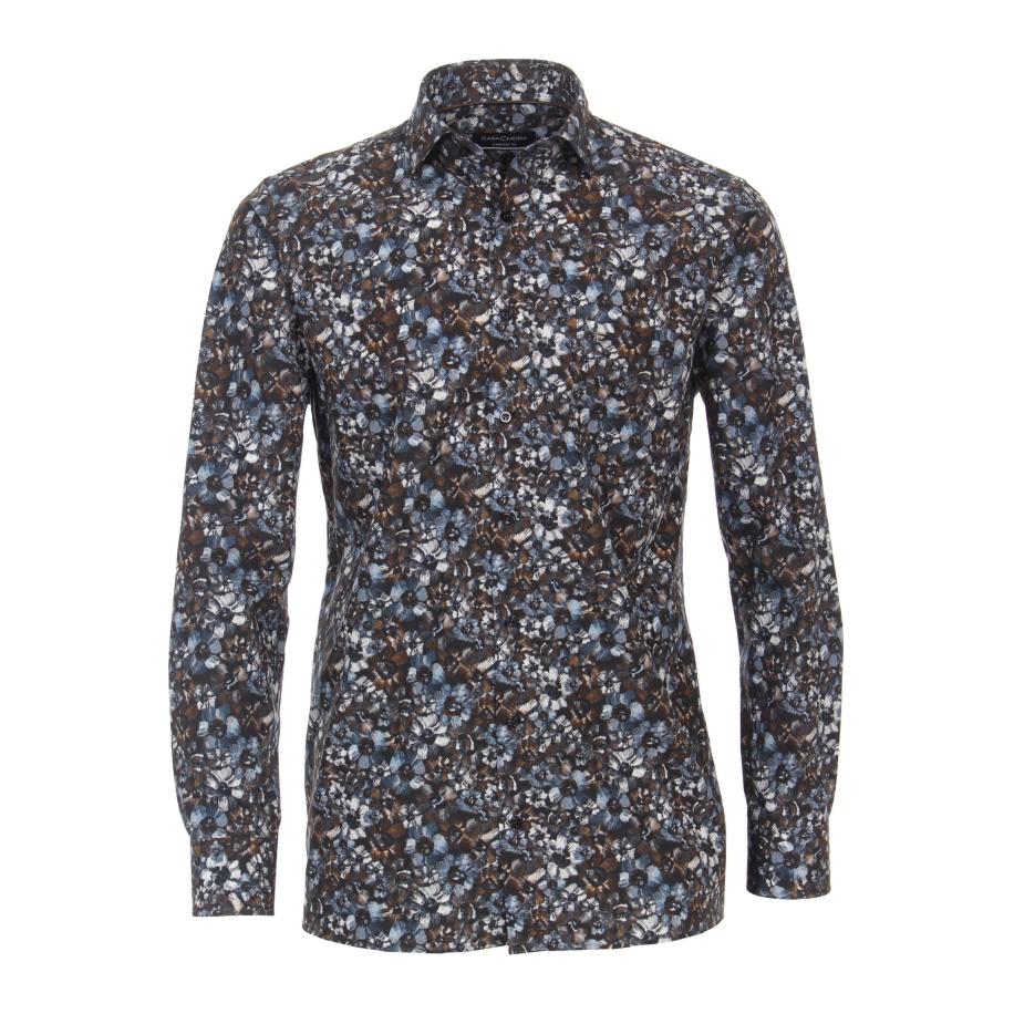 Casa Moda Overhemd blauw, Bedrukt Blauw