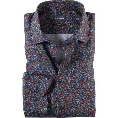 OLYMP Luxor Overhemd donkerblauw/rood, Motief