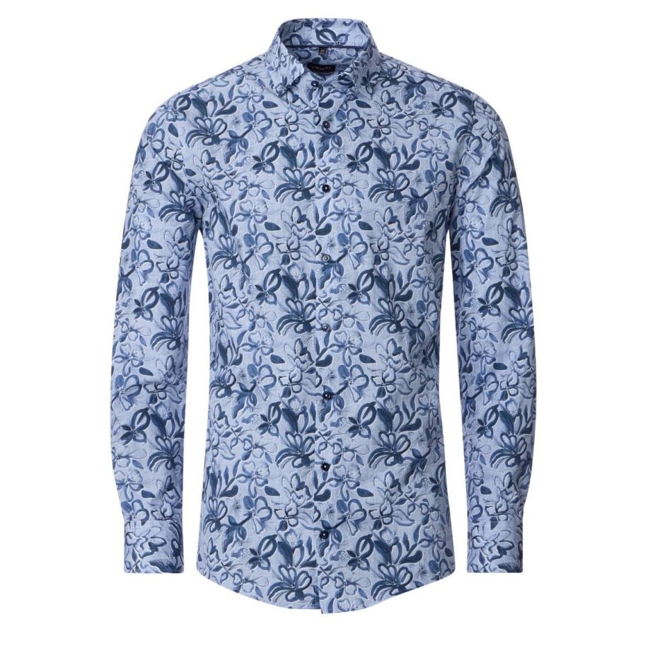 Venti Overhemd blauw, Bedrukt Blauw