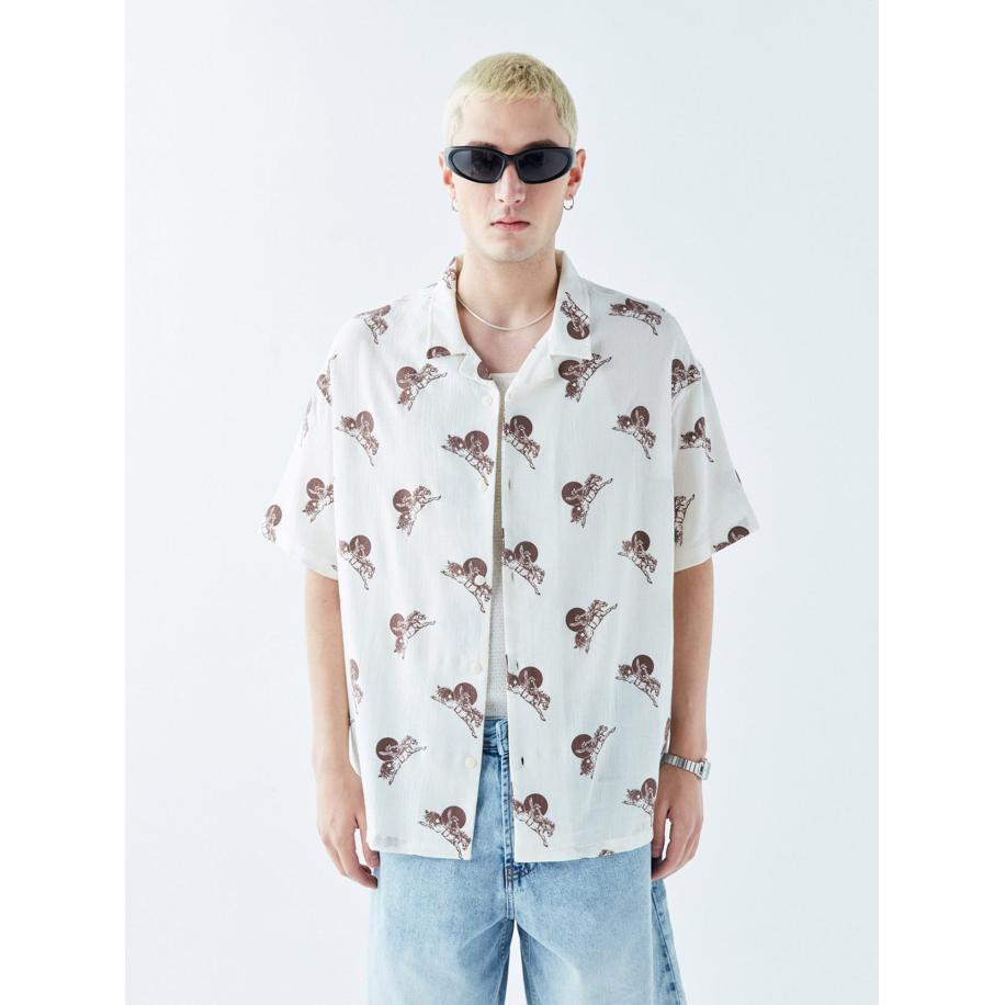 VAMOS CLO Overhemd ecru / wit Bruin