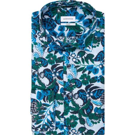 Seidensticker Overhemd blauw, Bedrukt
