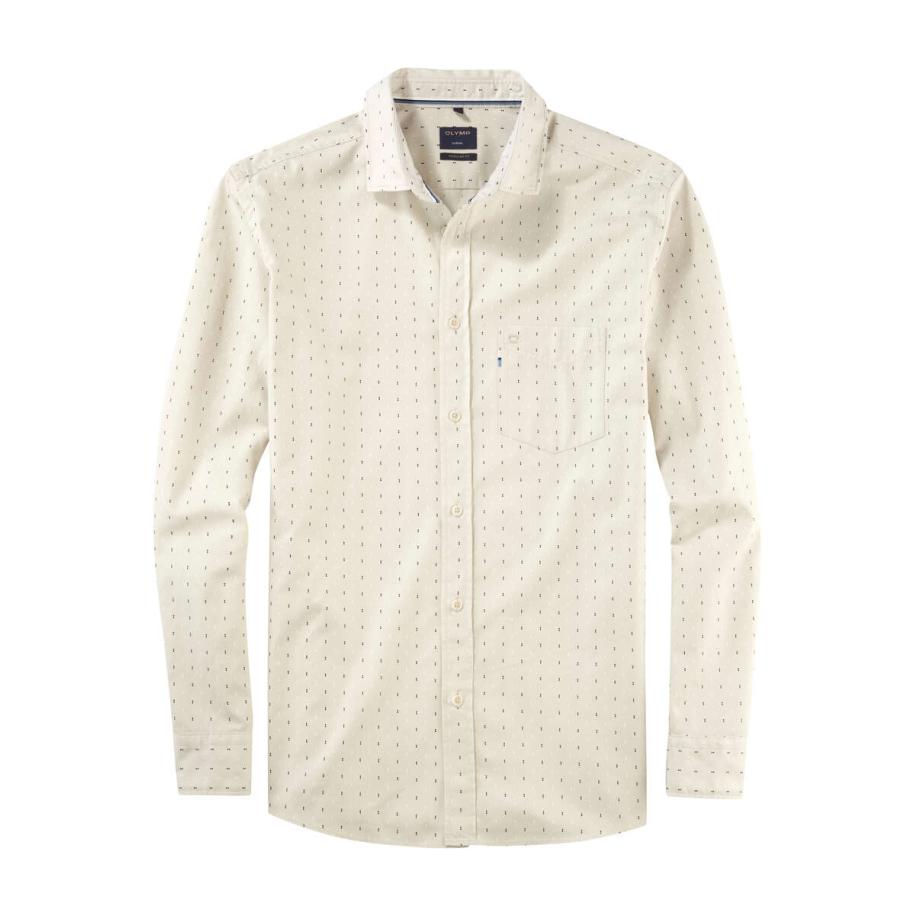 OLYMP Casual Overhemd taupe, Bedrukt Bruin