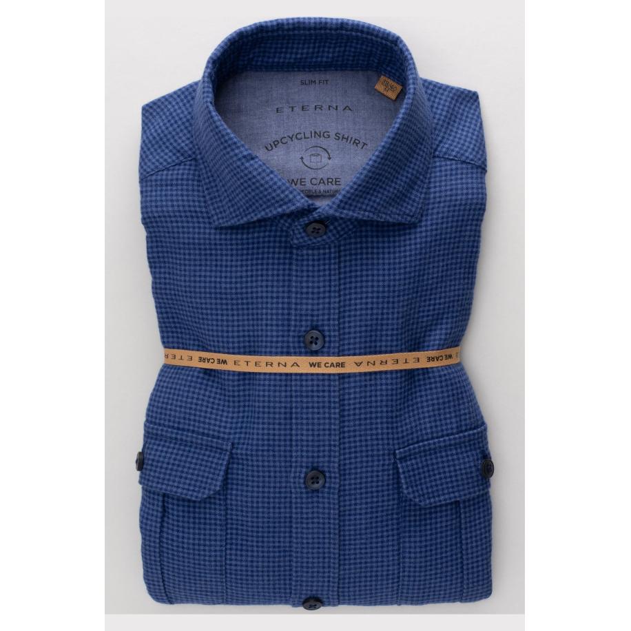 ETERNA Flanellen Overhemd blauw, Ruit Blauw