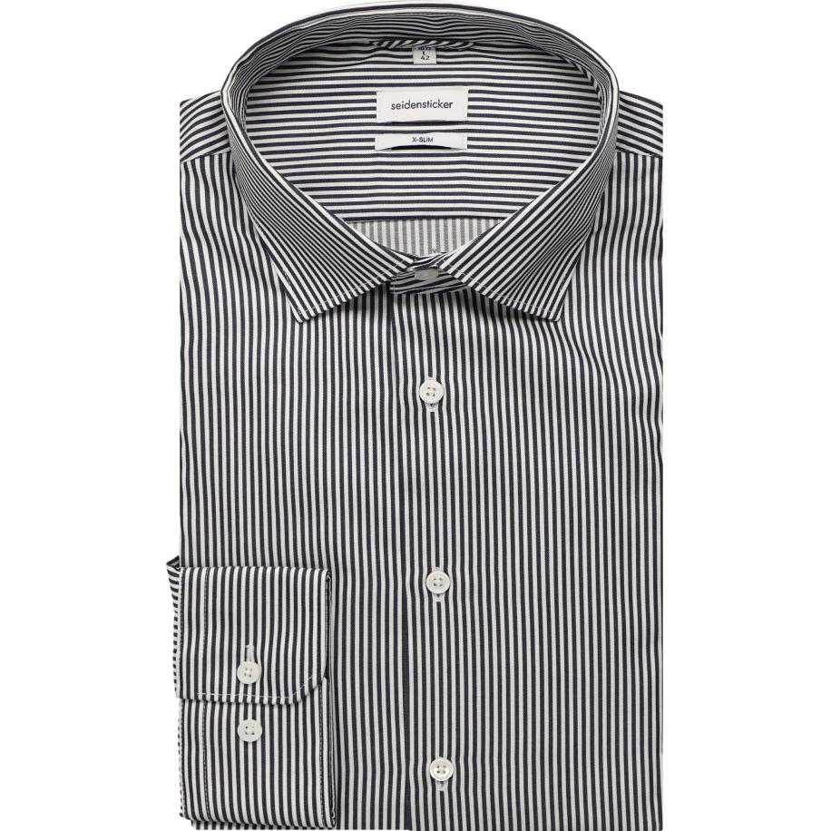 Seidensticker Overhemd donkerblauw, Gestreept Blauw