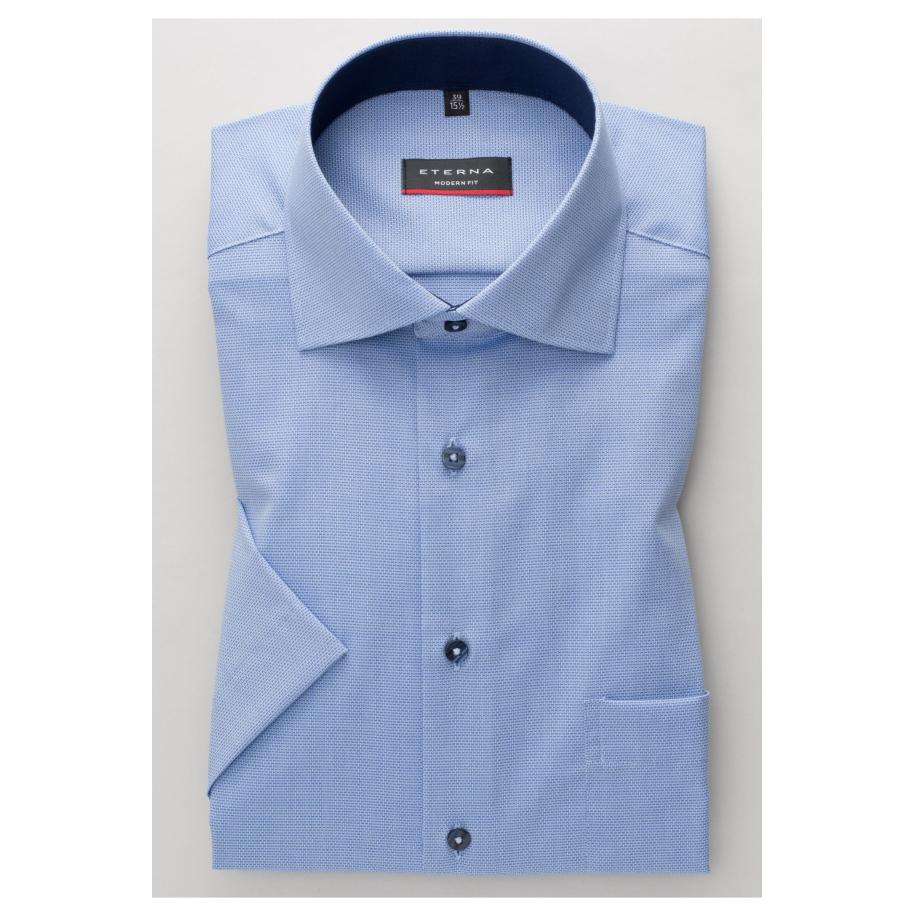 ETERNA Overhemd Korte mouw middenblauw Blauw