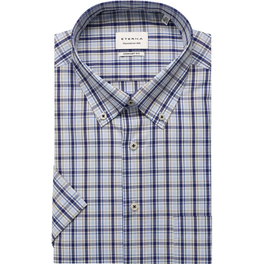 ETERNA Overhemd Korte mouw beige Bruin