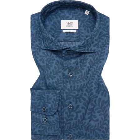 ETERNA 1863 Flanellen Overhemd donkerblauw, Bedrukt