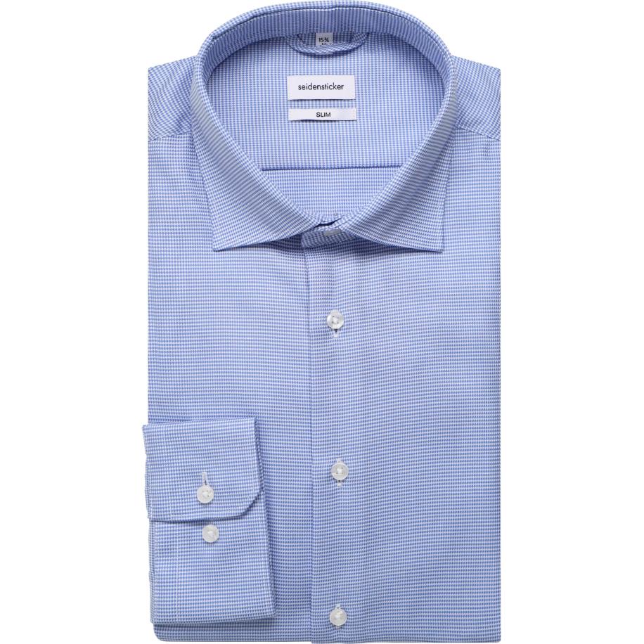 Seidensticker Overhemd lichtblauw, Pied De Poule Blauw