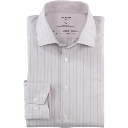 OLYMP Luxor 24/Seven Dynamic Flex Overhemd taupe, Gestreept
