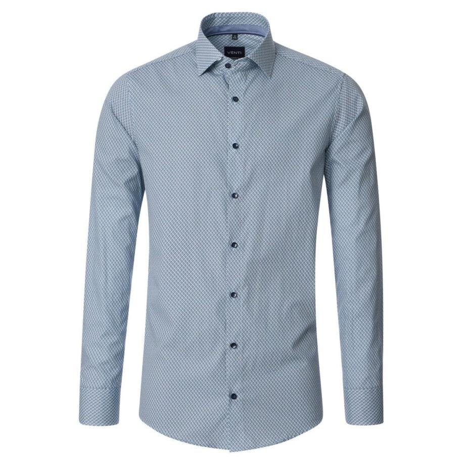 Venti Overhemd blauw, Bedrukt Blauw