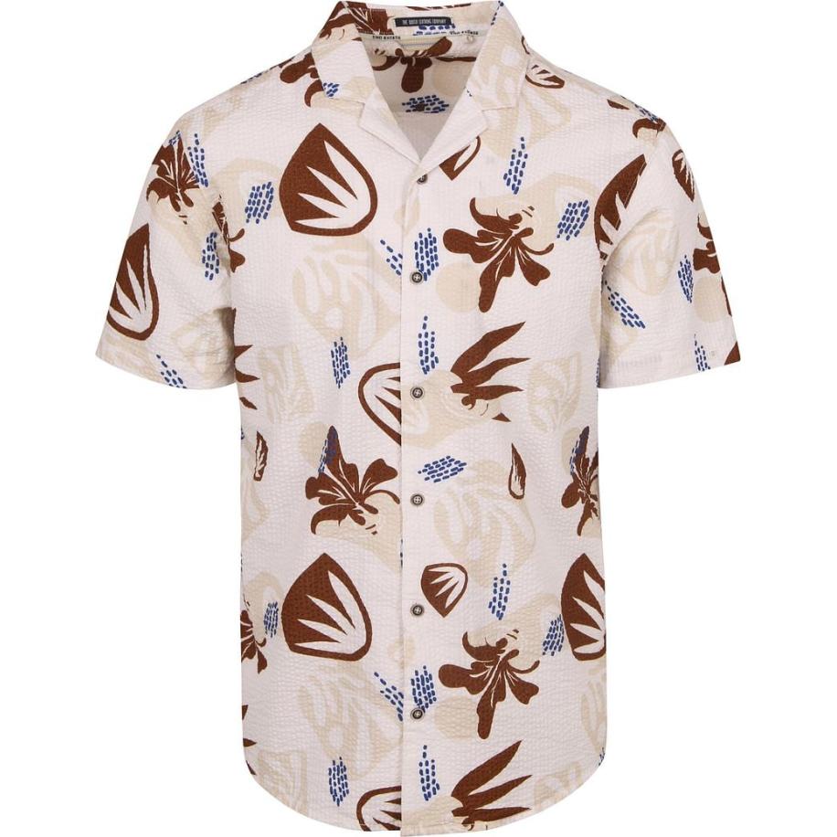 No Excess Short Sleeve Overhemd Seersucker Beige Bruin