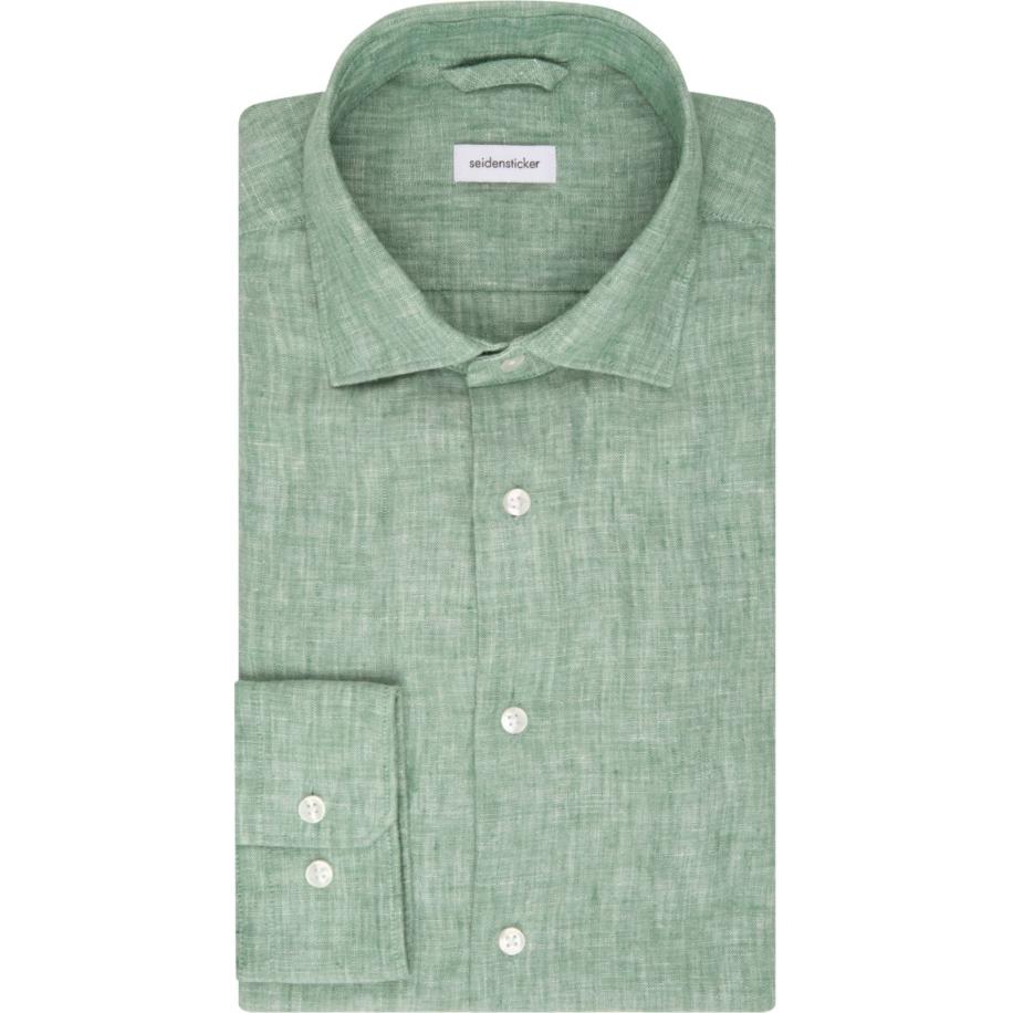 Seidensticker Linnen Overhemd lichtgroen, Effen Groen