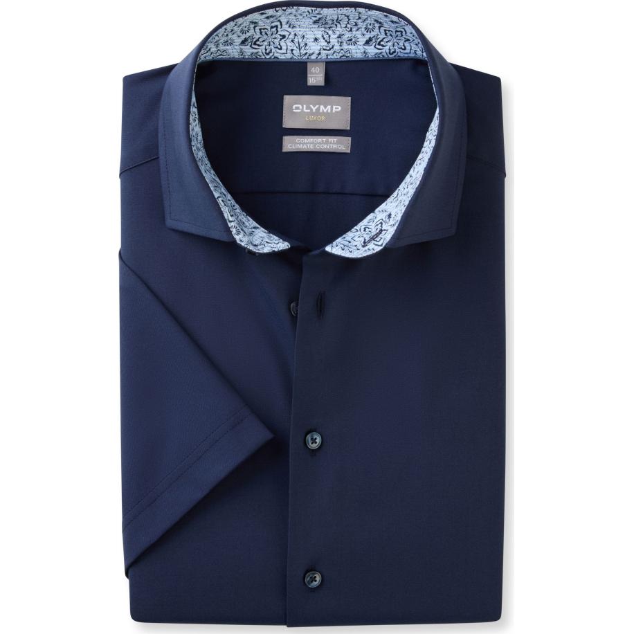 OLYMP Luxor Performance Climate Control Overhemd Korte mouw marine Blauw