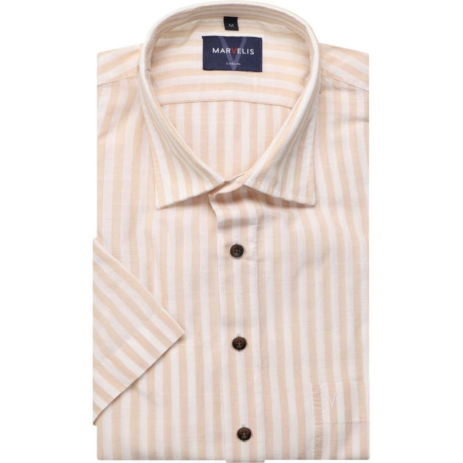 Marvelis Casual Overhemd Korte mouw natuurlijk Bruin