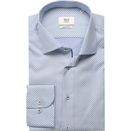 ETERNA 1863 Overhemd blauw, Gestructureerd