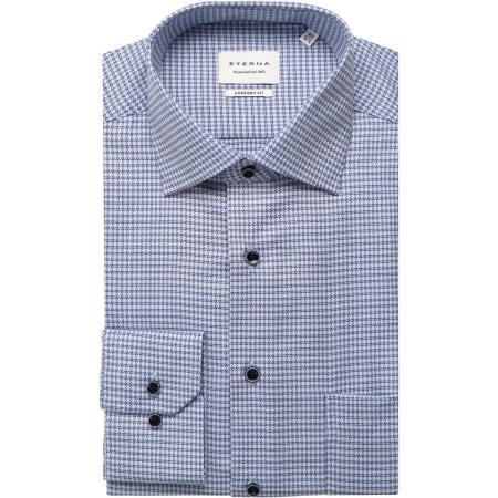 ETERNA Overhemd middenblauw, Gestructureerd