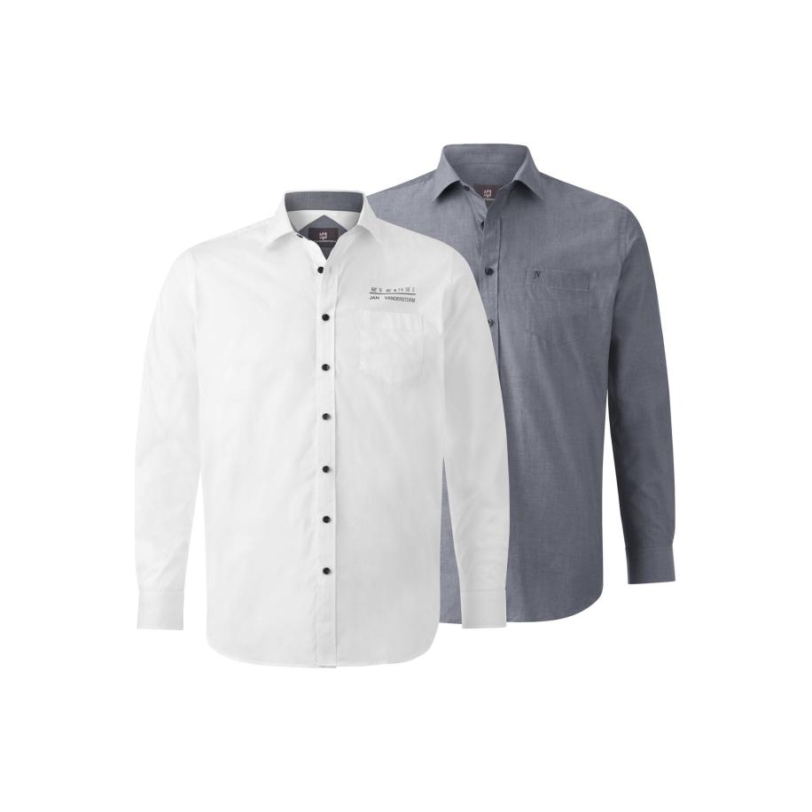 Jan Vanderstorm Overhemd blauw, Effen Blauw