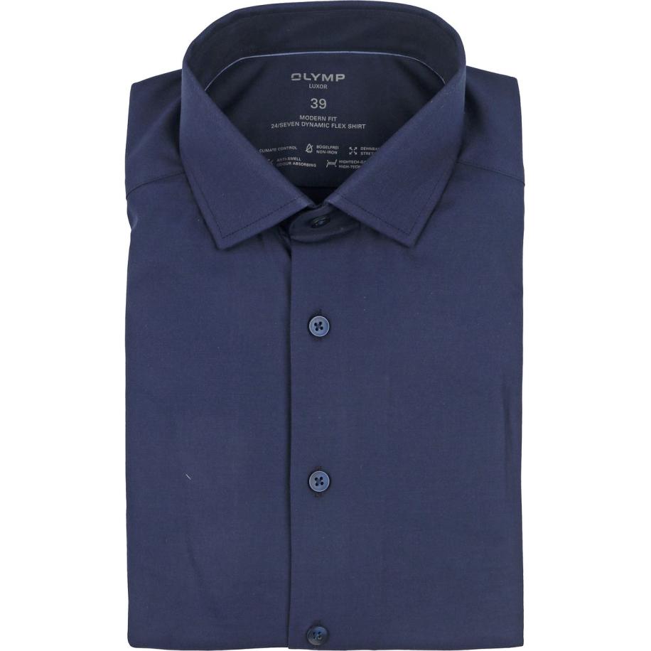 OLYMP Luxor Overhemd 24/Seven Navy Blauw