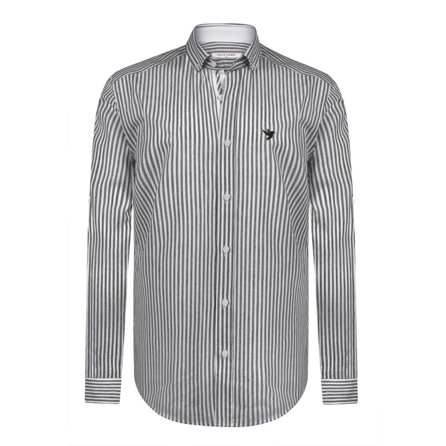 Felix Hardy Felix Hardy Overhemd zwart / natuurwit -