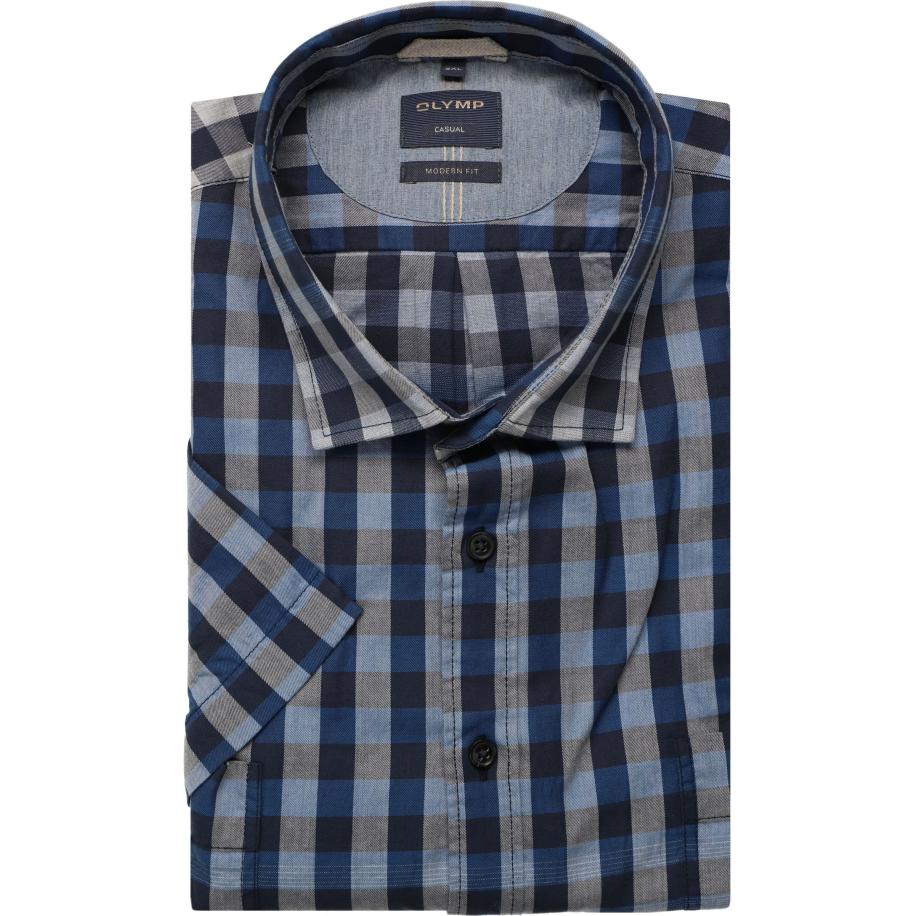 OLYMP Casual Overhemd Korte mouw marine Blauw