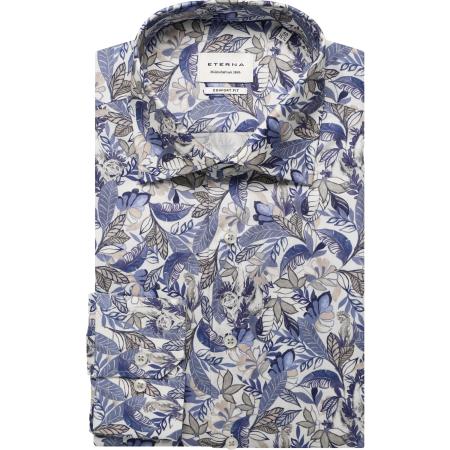 ETERNA Overhemd middenblauw, Bedrukt