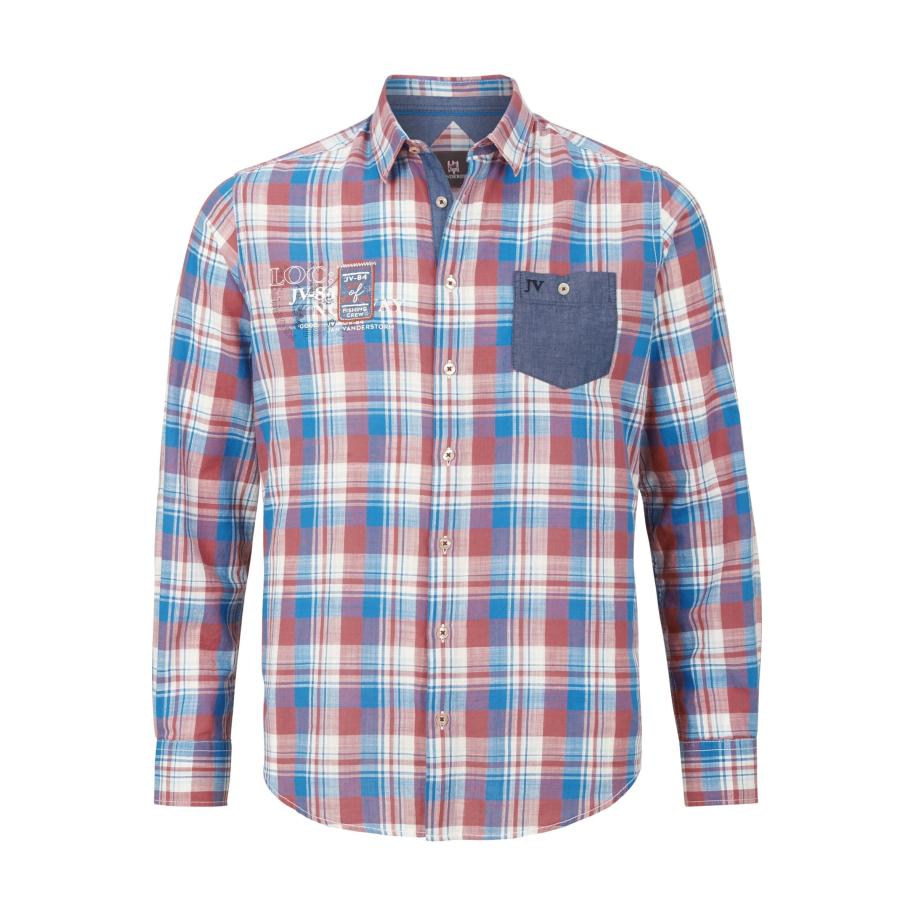 Jan Vanderstorm Overhemd blauw, Ruit Blauw