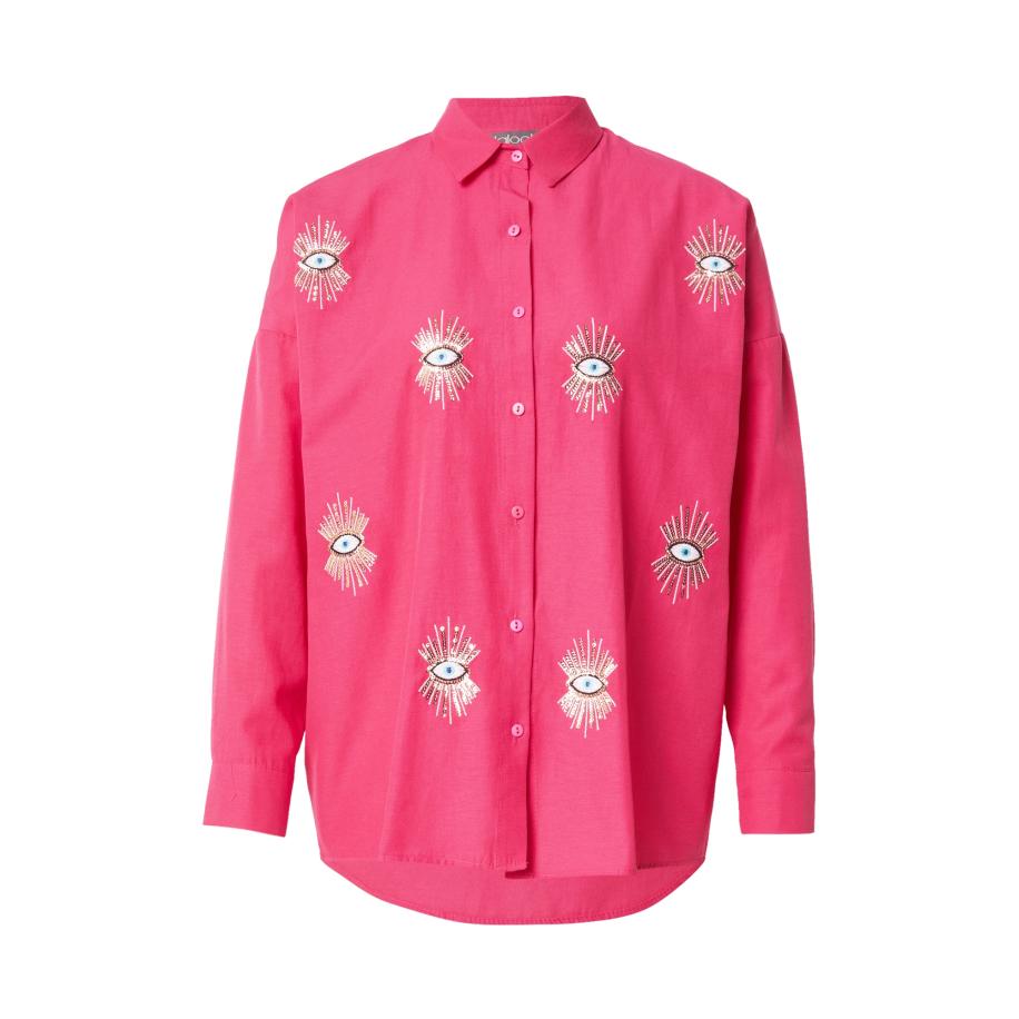 olalook olalook Blouse lichtblauw / fuchsia / zwart / wit -